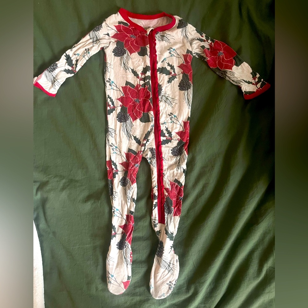 Poinsettia KicKee Pants Zip Sleeper holiday